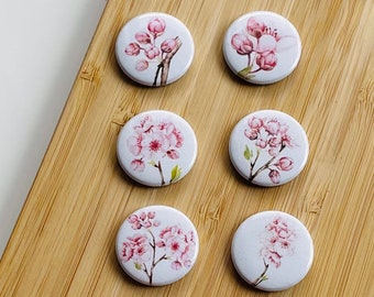 Set - cherry tree - magnet / button