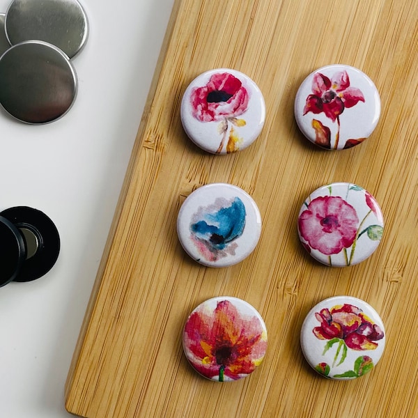 Set - Romantic Flowers 1 - Magnet / Button