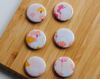 Set - flowers modern pink - magnet / button