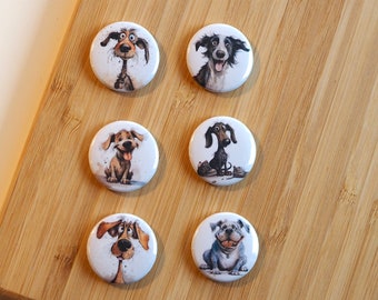 Set - Funny Dogs - Magnet / Button