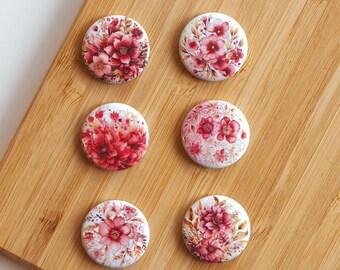 Set - pink Flowers Set 2 - Magnet / Button