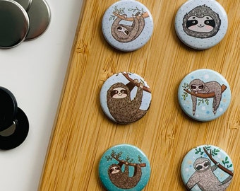 1x set - sloths 4 - buttons in 32 mm