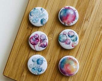 Set - watercolor bubbles - Magnet / Button