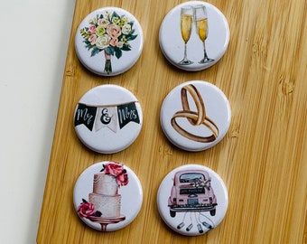 Set - Wedding - Magnet / Button