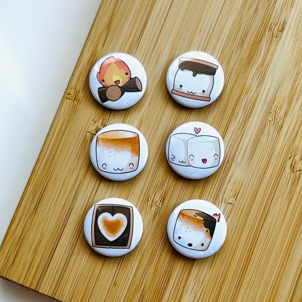 Set - Kawaii Marshmallows - Magnet / Button