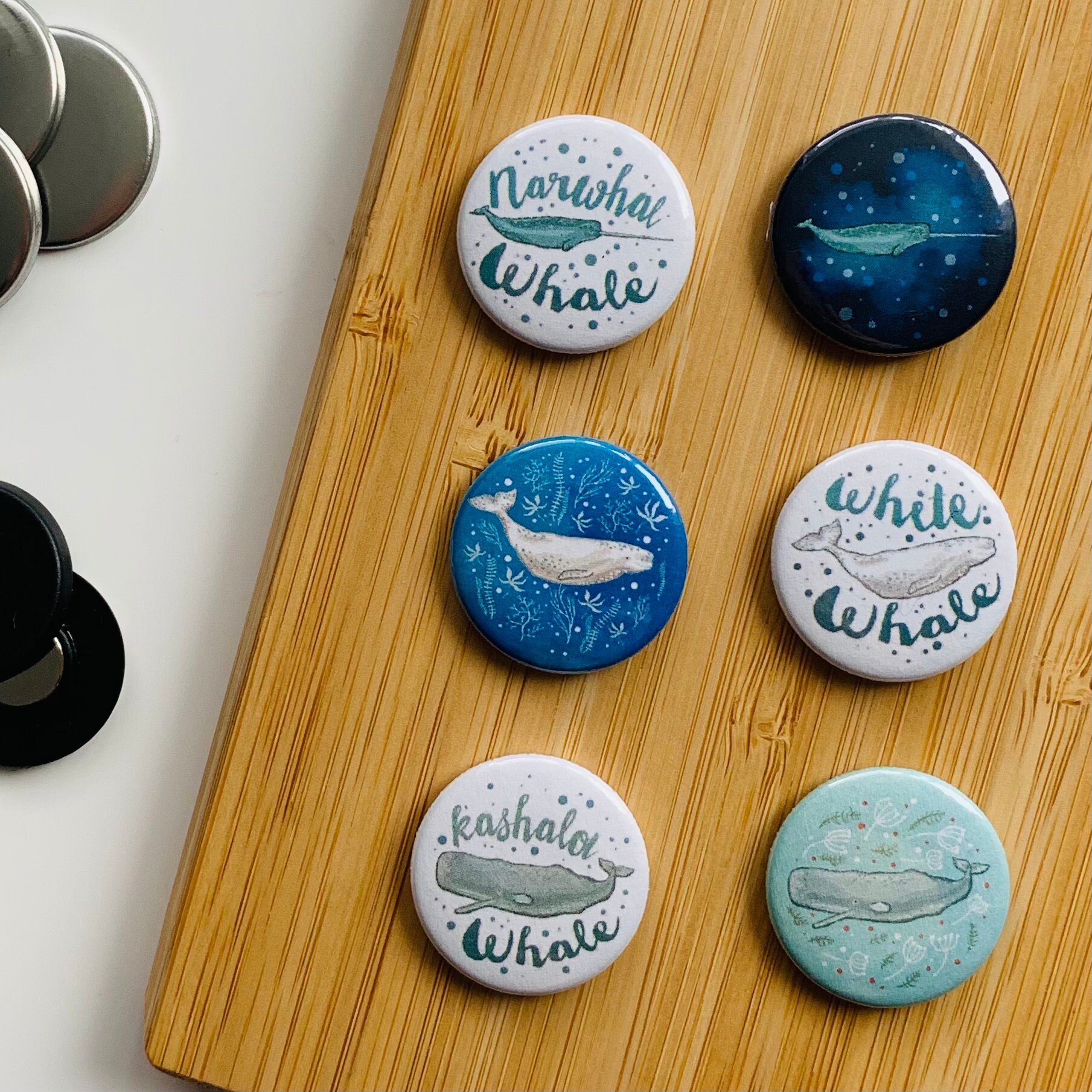 Set - Wale 3 - Magnet / Button - Etsy.de