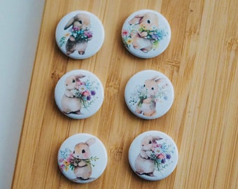 Set - Spring Bunnies - Magnet / Button