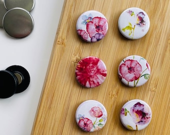 Set - Romantic Flowers 3 - Magnet / Button