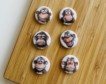 Set - Funny Monkeys - Magnet / Button