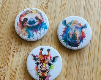 Set - watercolor animals MIX and MATCH - Magnet / Button