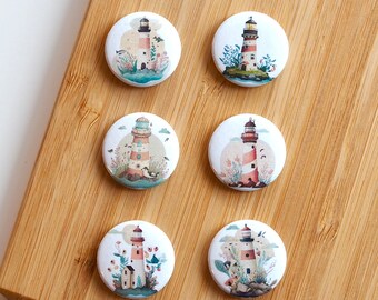 Set - cute Lighthouses 3 - Magnet / Button