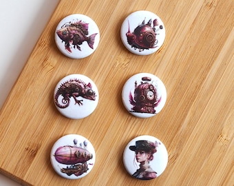 Set - Steampunk pink 1 - magnet / button