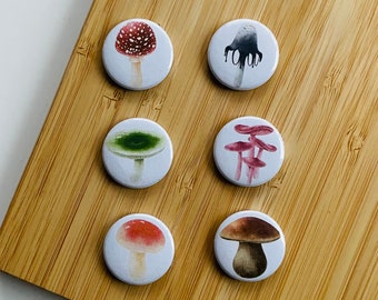 Set - mushrooms - magnet / button