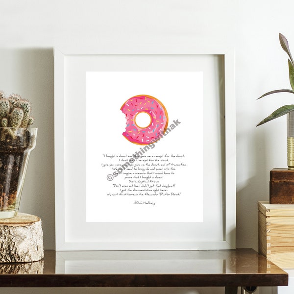 Minimalist Mitch Hedberg Full Donut Receipt Quote Poster