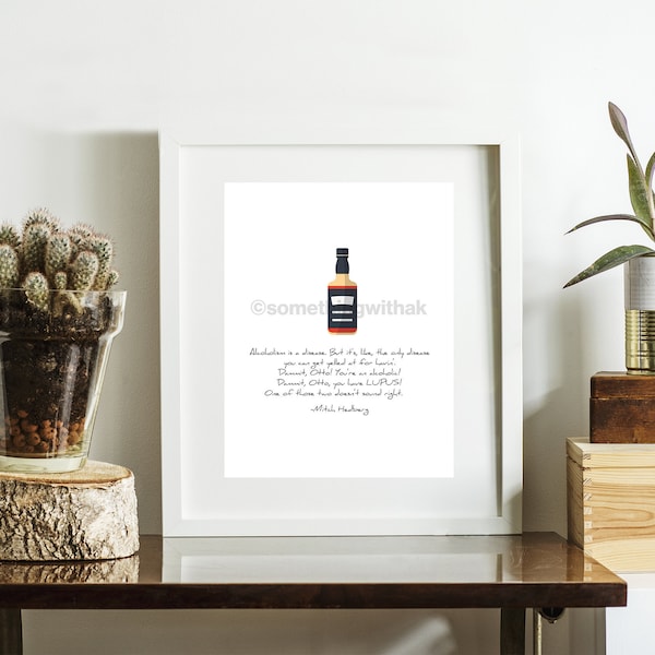 Minimalist Mitch Hedberg Alcoholism/Dammit Otto Quote Print