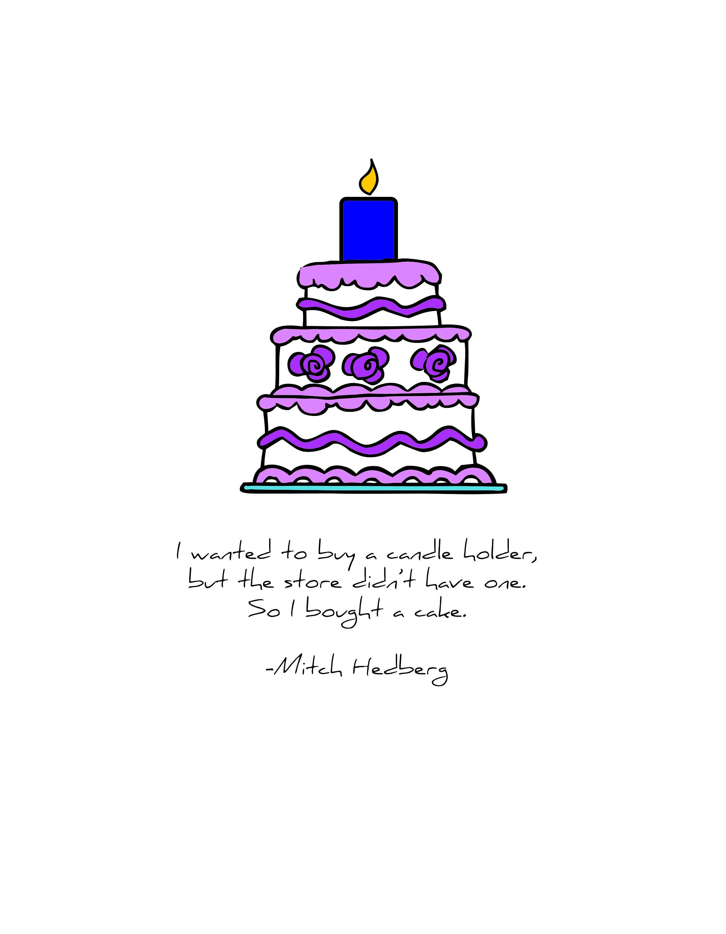 Minimalist Mitch Hedberg Didn't Have a Candle Holder so I Got a Cake Quote  Print - Etsy Israel, image size:2333x3000