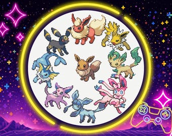 Eeveelutions Cross Stitch PDF Pattern