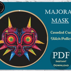 Majora's Mask Cross Stitch Pattern - The Legend of Zelda - 10" x 10" Hoop Sized Cross Stitch Pattern