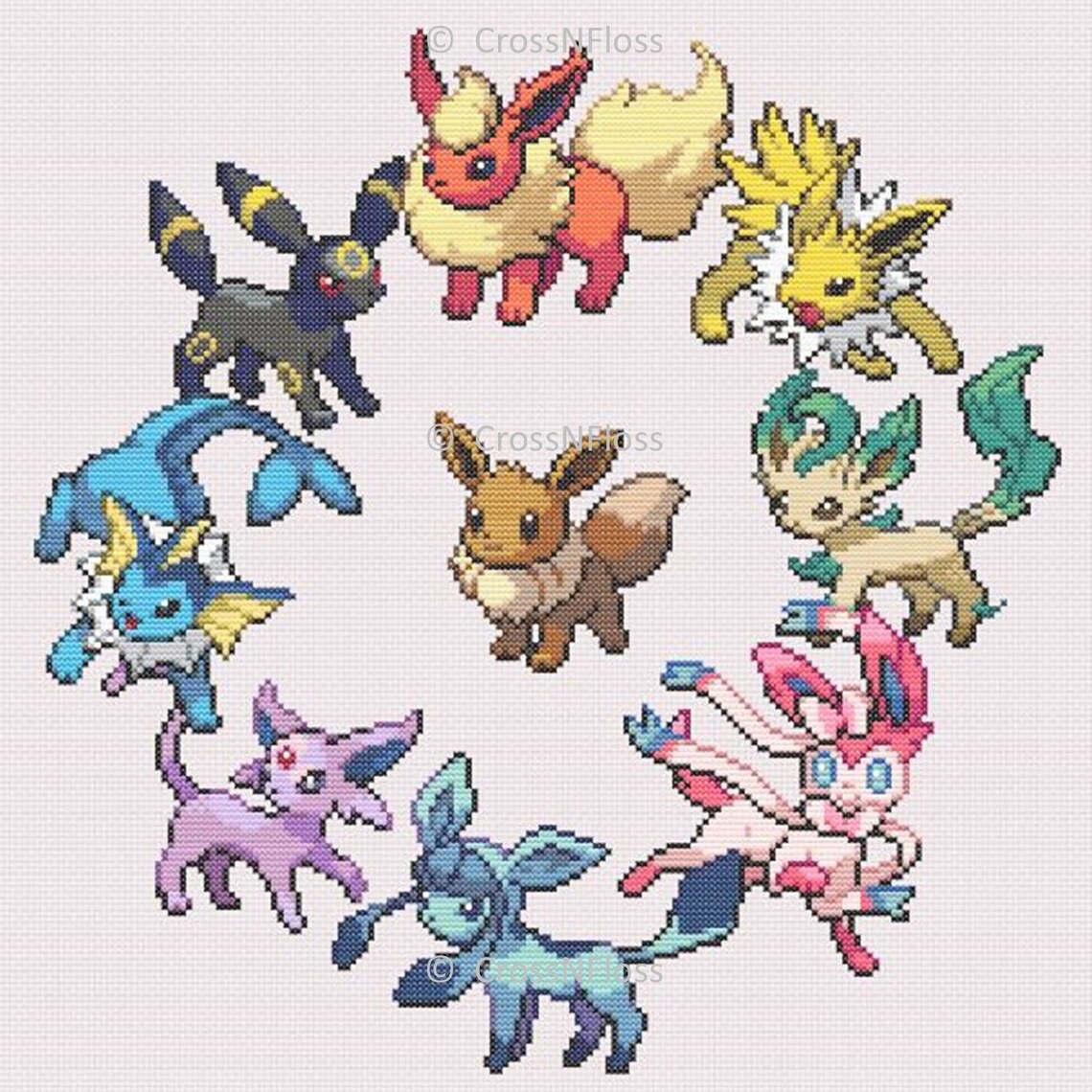 Pokémon Eeveelutions Cross Stitch Pattern Pokémon 10 Etsy