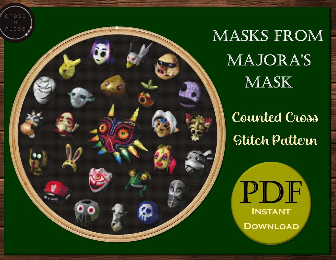 Masks From Majora's Mask Cross Stitch Pattern the Legend of Zelda 12 X