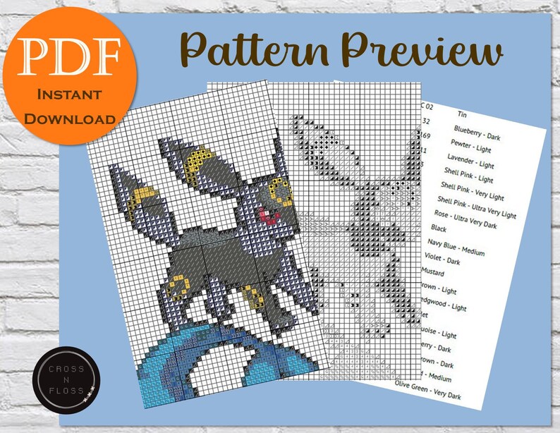 Pokémon Eeveelutions Cross Stitch Pattern Pokémon 10 Etsy