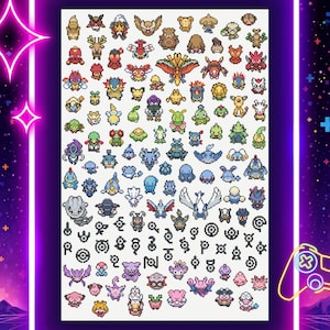 Generation 2 Pokémon Inspired Rainbow Cross Stitch Pattern