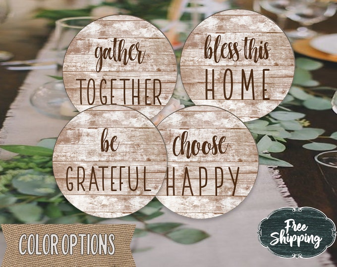 Farmhouse drink coasters Housewarming gift Quote coasters