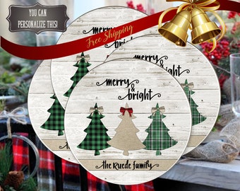 Farmhouse drink coasters Housewarming gift Christmas Buffalo check coasters merry & bright hostess Christmas gift