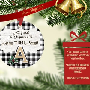 Ornement personnalisé, Ornement Go Army Beat bleu marine, Ornement de Noël, Ornement recto, Ornement de Noël USMA Ornement West Point