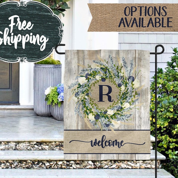 Personalized Welcome Garden Flag: Farmhouse Wreath Decor