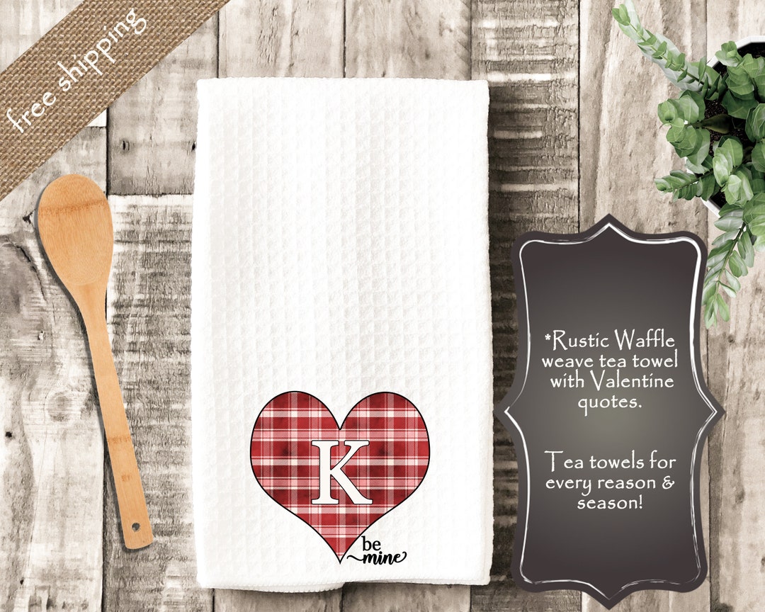 Valentine Tea Towel, Heart Tea Towels, Personalized Dish Towel, Kitchen
