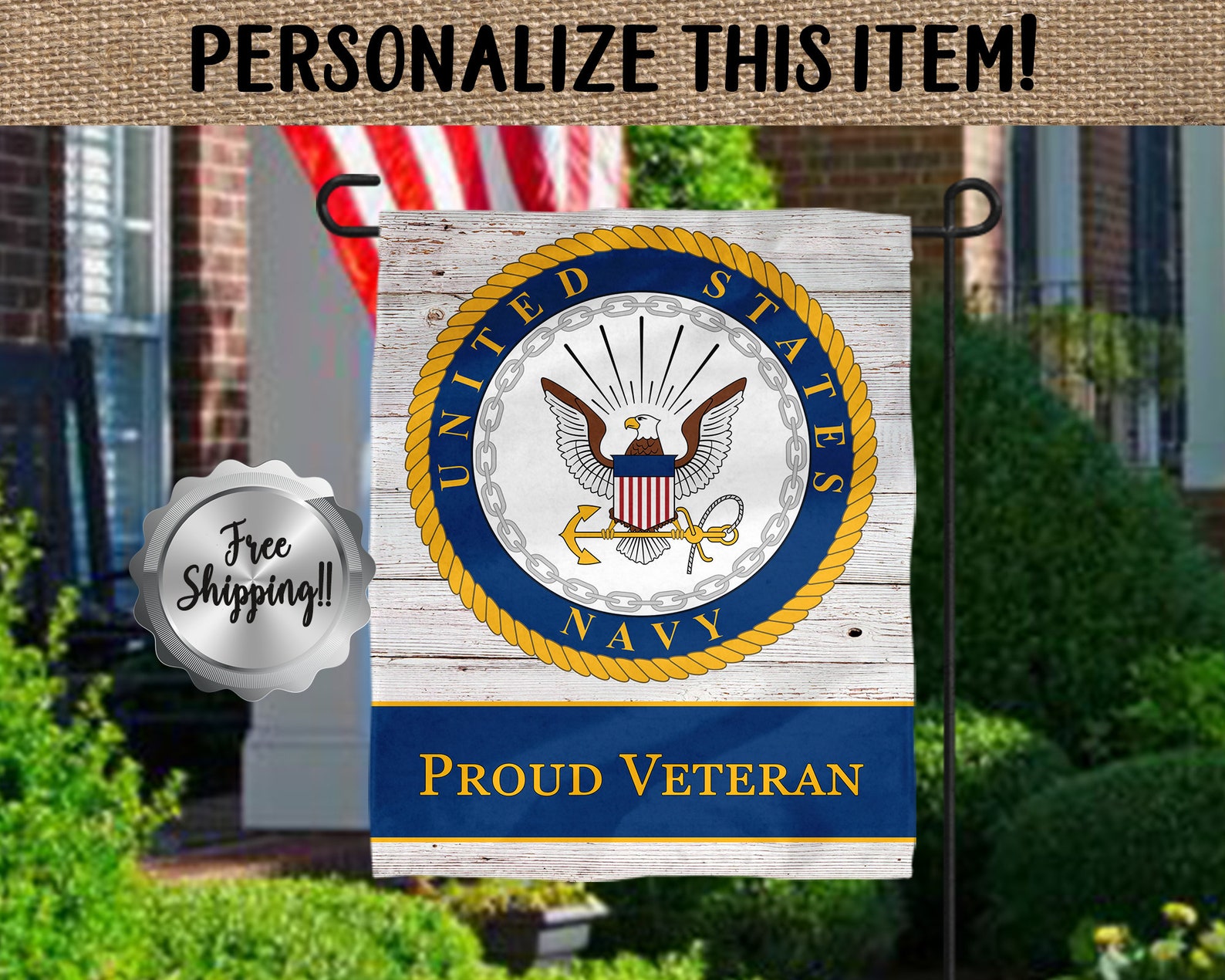 US Navy Garden Flag Military Garden Flags Custom Military Etsy