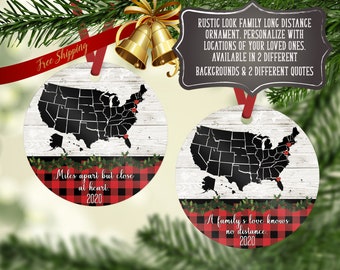 Road Trip Travel Ornament Long Distance Relationship Washington United States Up to 10 Cities Custom Cities West Coast US Map ornament