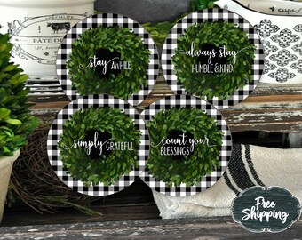 Farmhouse drink coasters Housewarming gift motivational Quote coasters