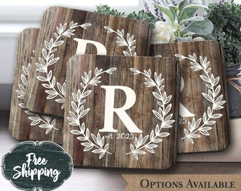 Personalized Monogram Coaster Set, Wedding or Housewarming Gift
