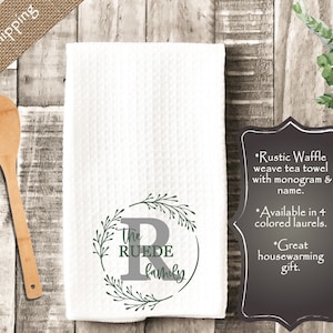 Pano de prato personalizado, pano de prato personalizado, toalha com monograma, decoração de cozinha, presente para anfitriã, presente de inauguração de casa