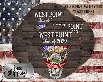 USMA West Point Class Crest Coasters, Graduation Gift (Set of 4)