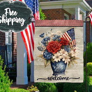 Personalized Flag Welcome Garden Flag Welcome House Flag Farmhouse Garden Flag Rustic Country Decor PatrioticFlag
