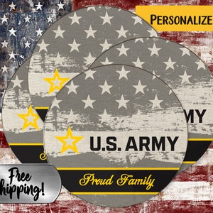 US Army Coasters: Military Decor, Go Army Gift (Set of 4)