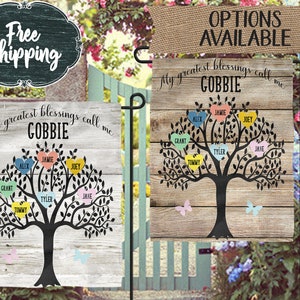 Personalized Grandparent Flag Custom Greatest Blessing Garden Flags Christmas gift for Grandma