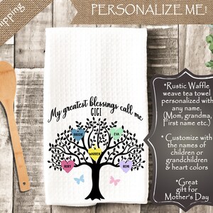 Seasonal Personalized Tea Towel, tea towel for mom, Personalized Dish Towel,  Kitchen Decor, Hostess Gift, Housewarming gift, Mothers day