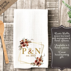 Pano de prato personalizado, pano de prato personalizado, toalha com monograma, decoração de cozinha, presente para anfitriã, presente de inauguração de casa