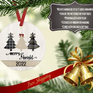 Personalized Christmas Ornament, Buffalo check ornament, 1-sided Ornament