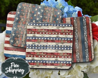 Rustikale patriotische Getränkeuntersetzer Einweihungsparty Geschenk amerikanisch Dekor