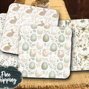 Easter Bunny Coasters (Set of 4) - Spring Housewarming Gift