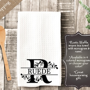 Pano de prato personalizado, pano de prato personalizado, toalha com monograma, decoração de cozinha, presente para anfitriã, presente de inauguração de casa