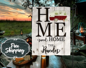 Bandera de jardín personalizada para camping: Decoración de jardín personalizada para caravanas