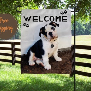 Personalisierte Haustier-Garten-Flagge Kundenspezifische Flaggen-Yard-Garten-Flagge Kundenspezifisches Gastgebergeschenk Geschenk Personalisierte Haustier-Flagge