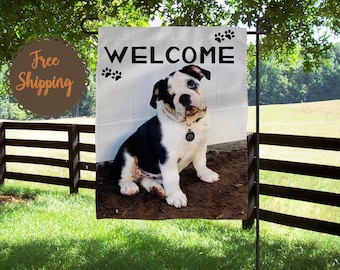 Personalized Pet Garden Flag: Custom Dog Photo Yard Art