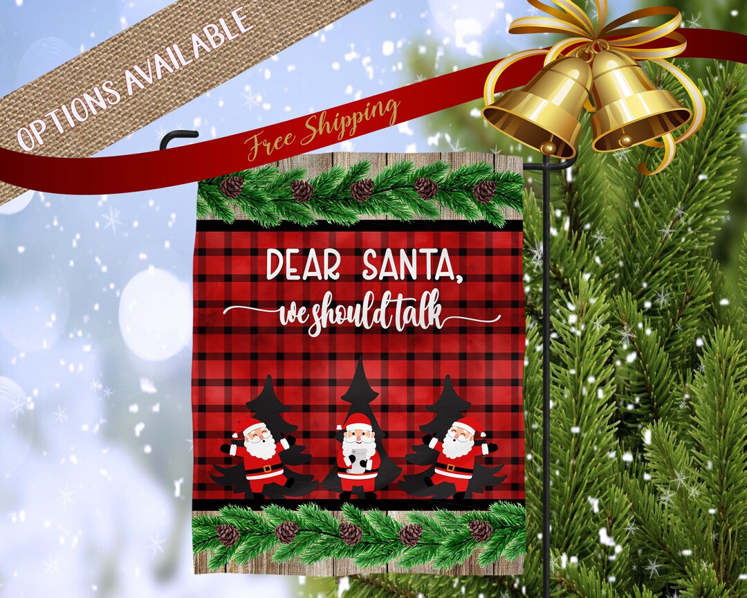 BreezeArt Gartenflagge „Buffalo Check Weihnachtsmann“ – 31,5 X 45,7 Cm, Premium SolarSilk, Doppelseitig Bedruckt